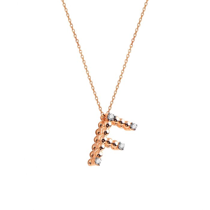 F Diamond Letter Necklace 14k