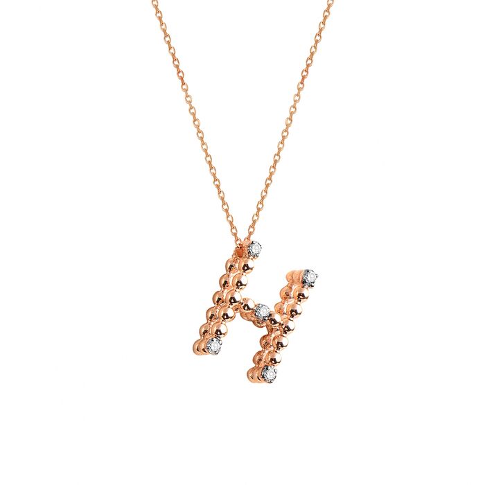 H Diamond Letter Necklace 14K